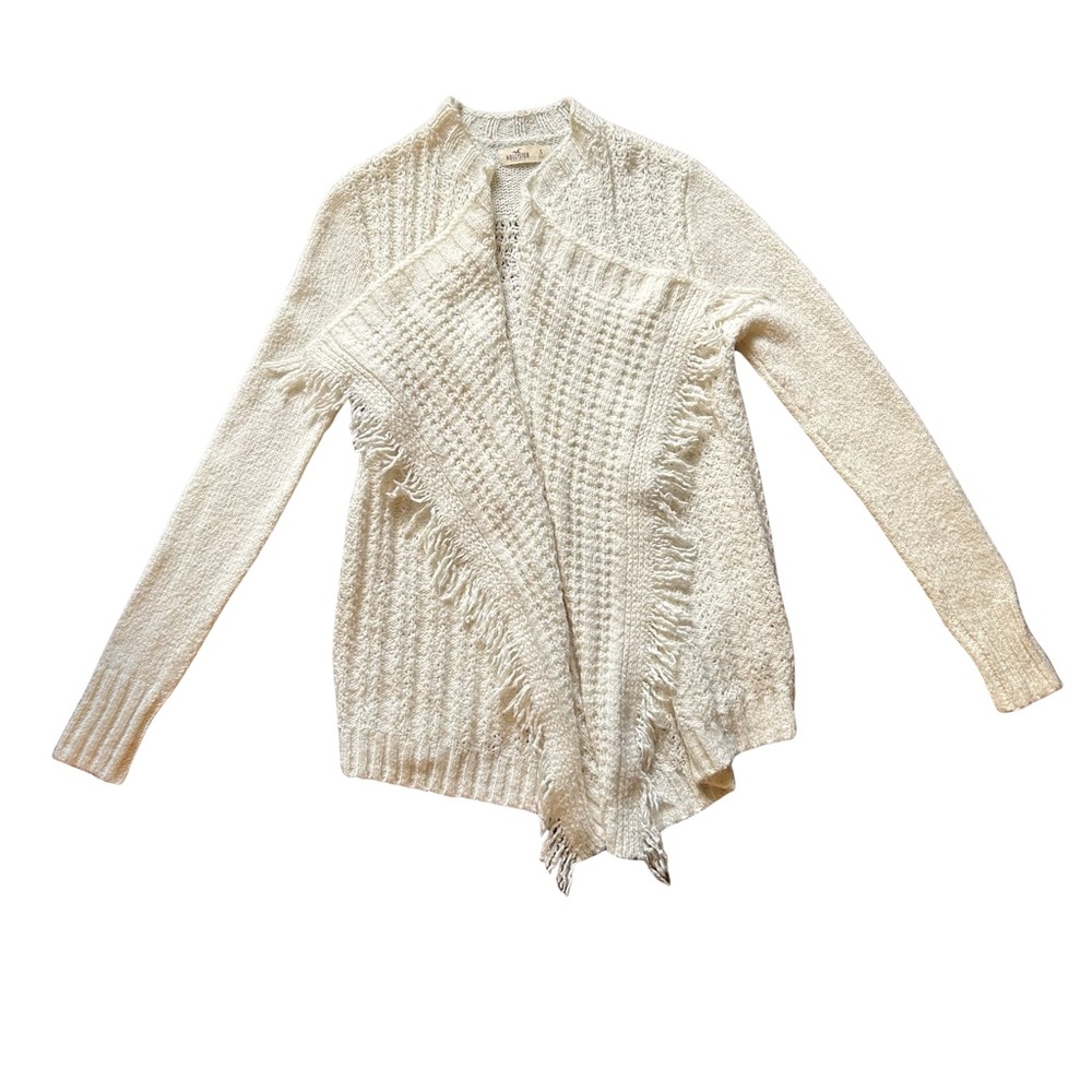 Hollister Cream/White Cardigan Wrap Sweater Size Small